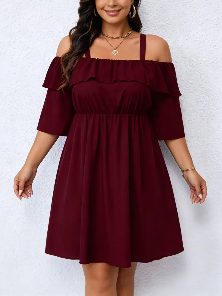 XL-5XL Plus Size Clothes Dresses Women Robes Summer Half Sleeve Street Style Casual 3XL 4XL Big Size Mini Dress Oversize view 2