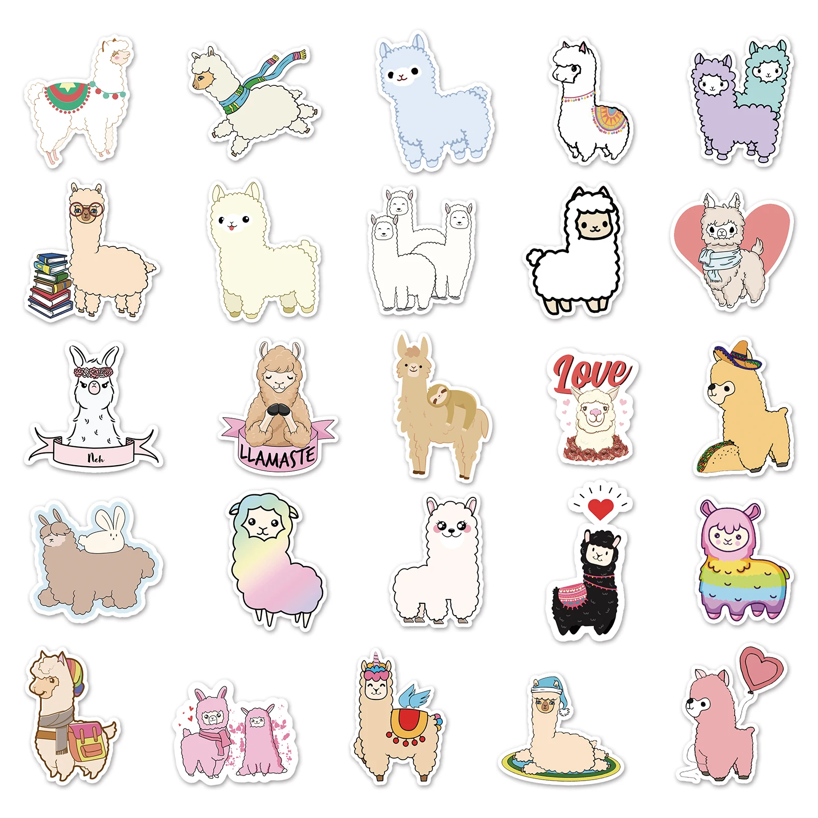 50pc Alpaca series Cartoon Cute Graffiti Stickers Suitcase Laptop Guitar Skateboard Personalized Decoration Stickers