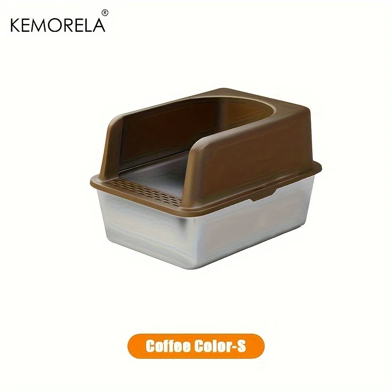 KEMORELA XL 60/50 cm Edelstahl-Çöpfe mit Deckel, hohe Seite, große Katzentoilette, geeignet für große und kleine Katzen, absorbiert keinen Geruch 3