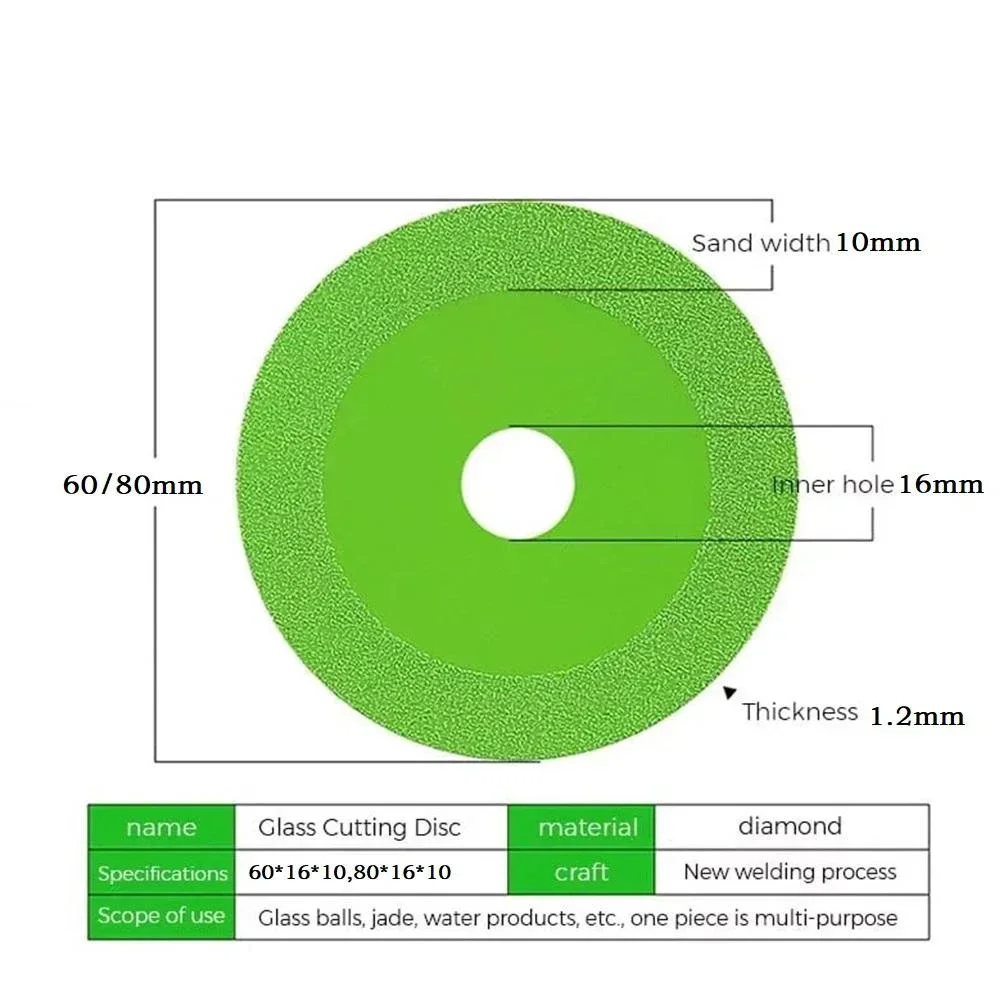 Green Glass Cutting Disc Chamfering For Smooth Cutting 1.2mm 10mm 60/80mm Diamond High Manganese Steel