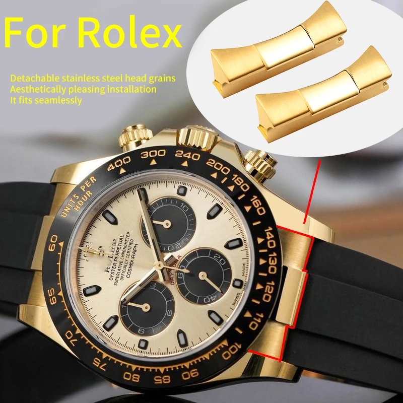 20mm 21mm Stainless Steel Solid Connection Strap Accessories for Rolex Daytona Stainless Steel Arc Interface
