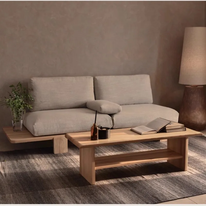 Nordic simple small apartment living room solid wood fabric removable