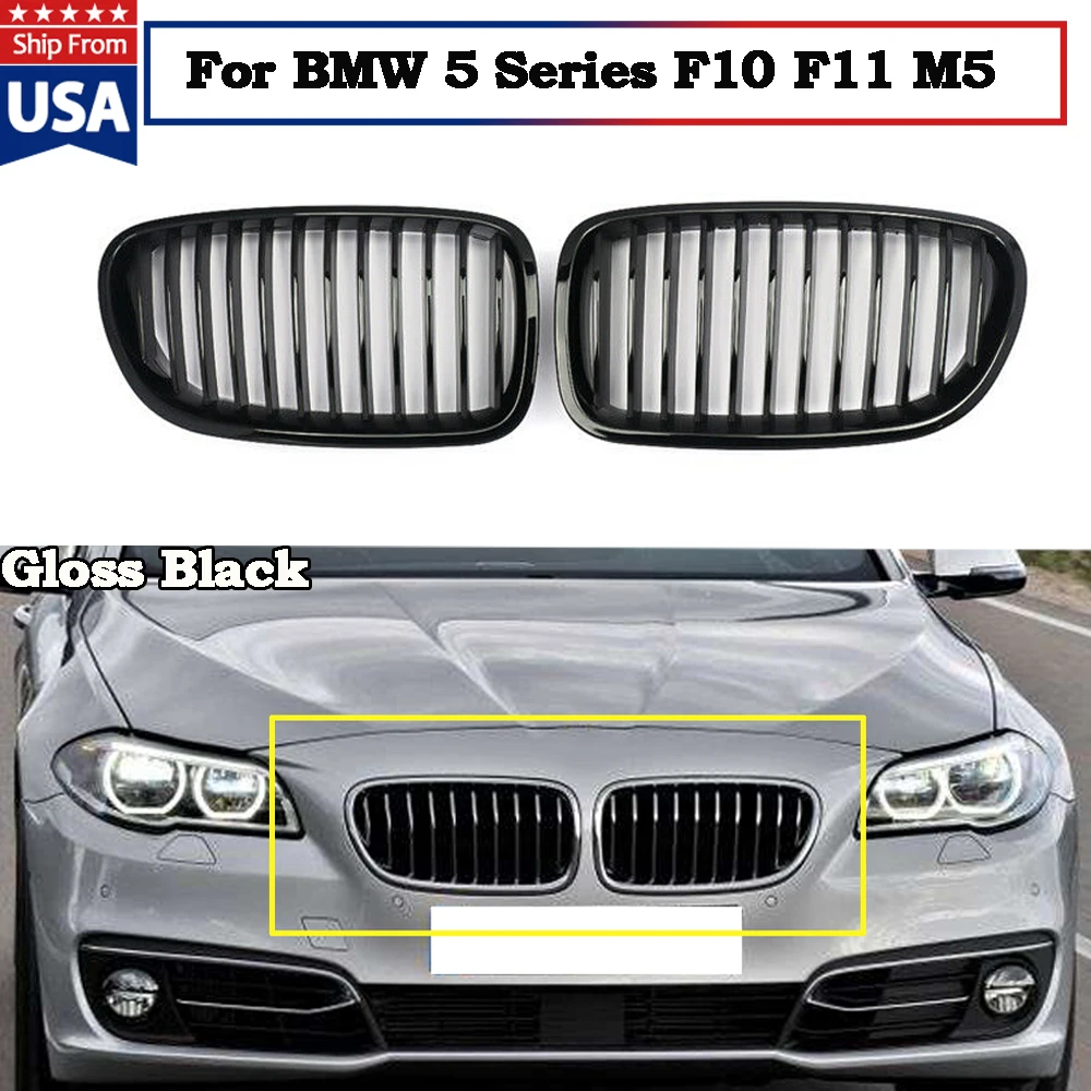 

Решетка MagicKit для 10-16 BMW F10 F11 F18 5 Series M Sport, передняя решетка для радиатора, глянцевый черный автомобильные аксессуары, одна пара передних решетки