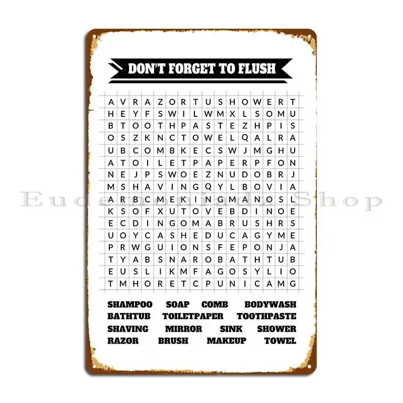 Bathroom Word Search Sign Don T Forget To Flush Metal Plaque Poster Wall Decor Living Room Designer Plaques Tin Sign Poster