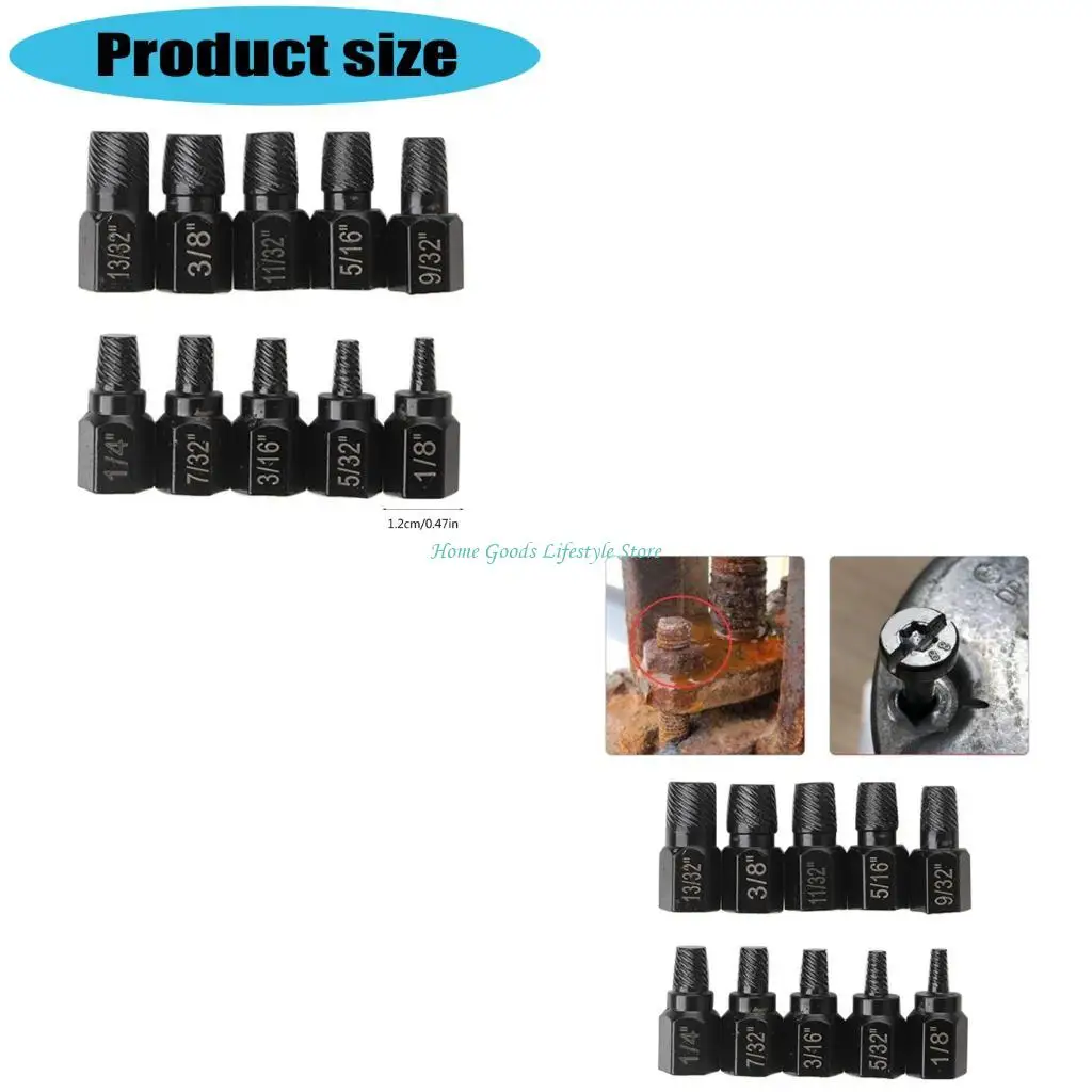 

E74E Набор экстракторов для болтов, набор из 10 шт. легко извлекаемых болтов, многошлицевый винт и шестигранная головка для