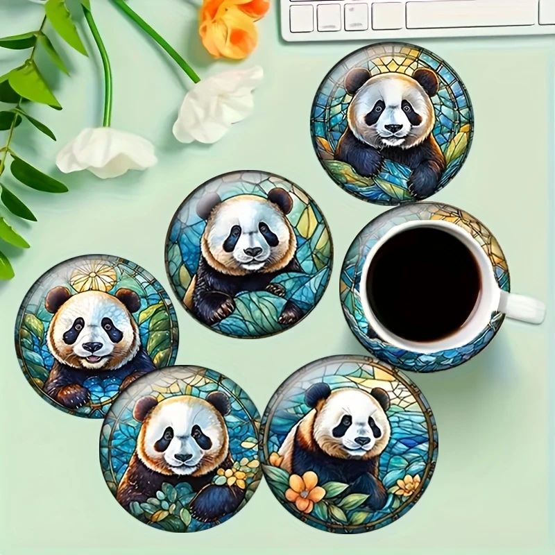 2D Giant Panda Eastern Wooden Coasters Furniture Decoration 