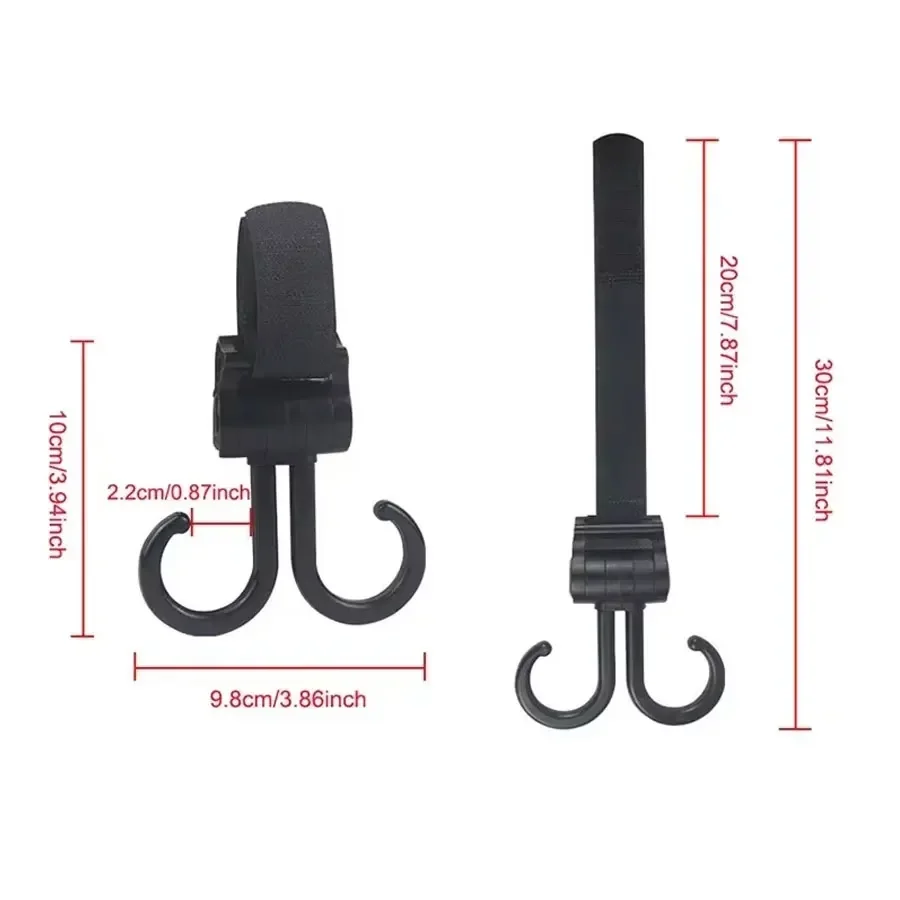 Double Hook Load-bearing Sturdy and Durable 360 Degree Rotating Adjustable Hook and Loop Fasteners Baby Stroller Accessories
