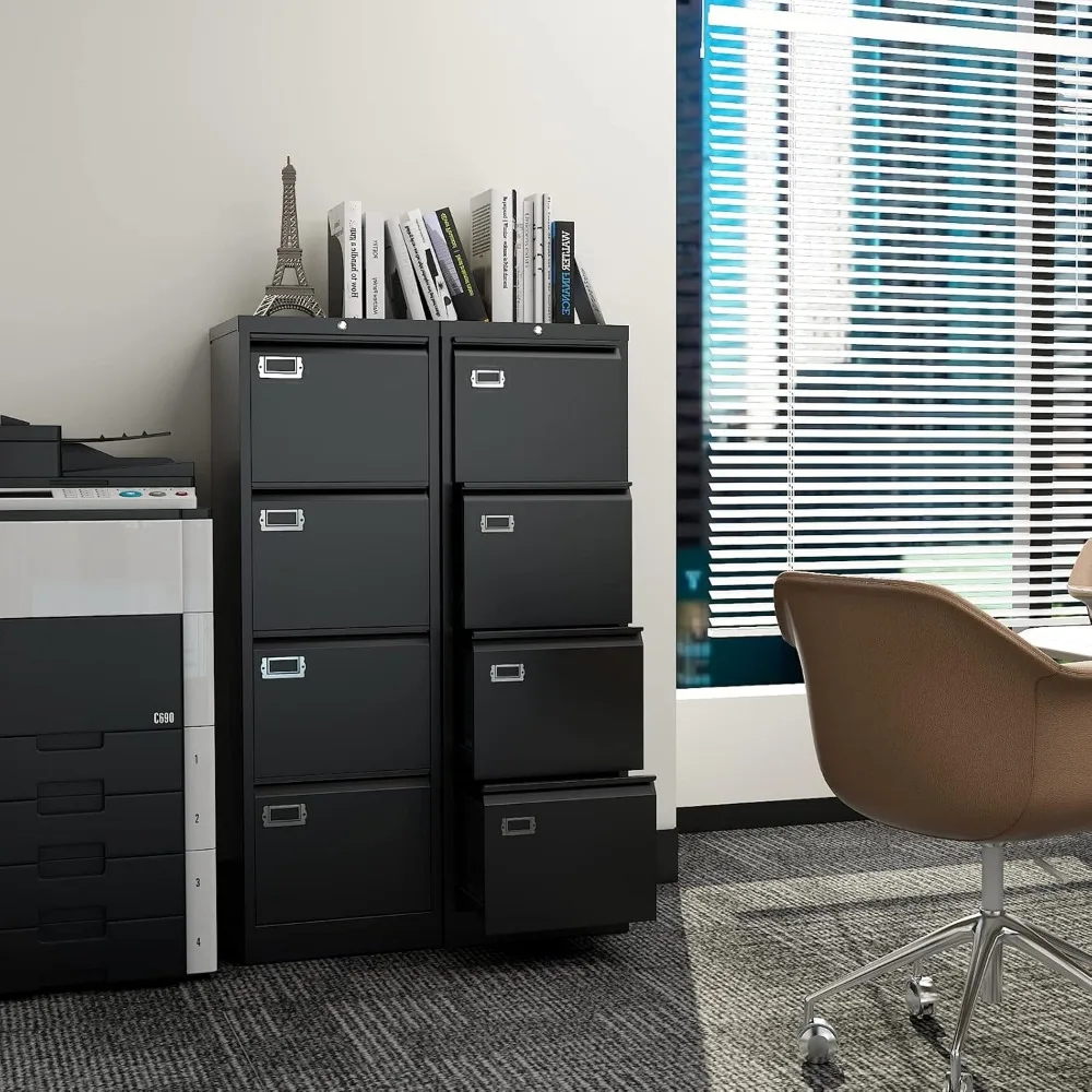 4 Drawers Vertical File Cabinets - Lateral Filing Cabinets - Metal Steel Lockable Storage for Home Office to Hanging Files
