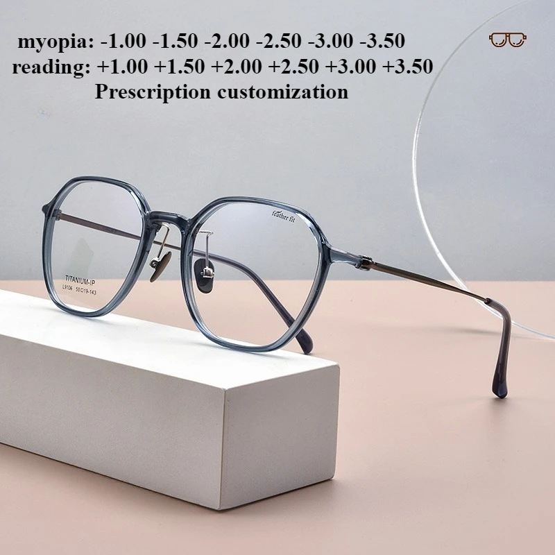 

50-19TR Модные очки по рецепту для мужчин и женщин, очки для чтения с блокировкой синего света, настраиваемые очки по рецепту