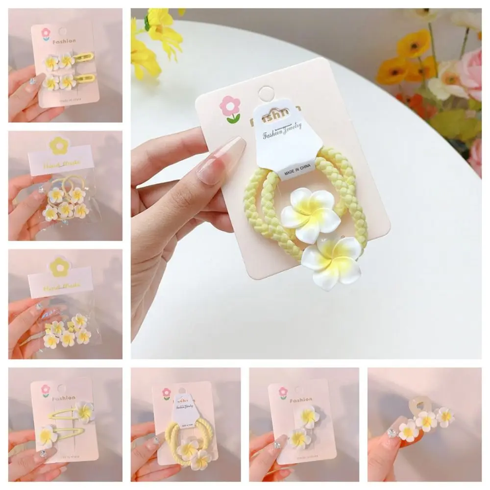 Hair Rope Plumeria Flower Hair Clip Hair Accessories Traditional Egg Flower BB Clip Yellow Mini Hair Claw Flower Barrette