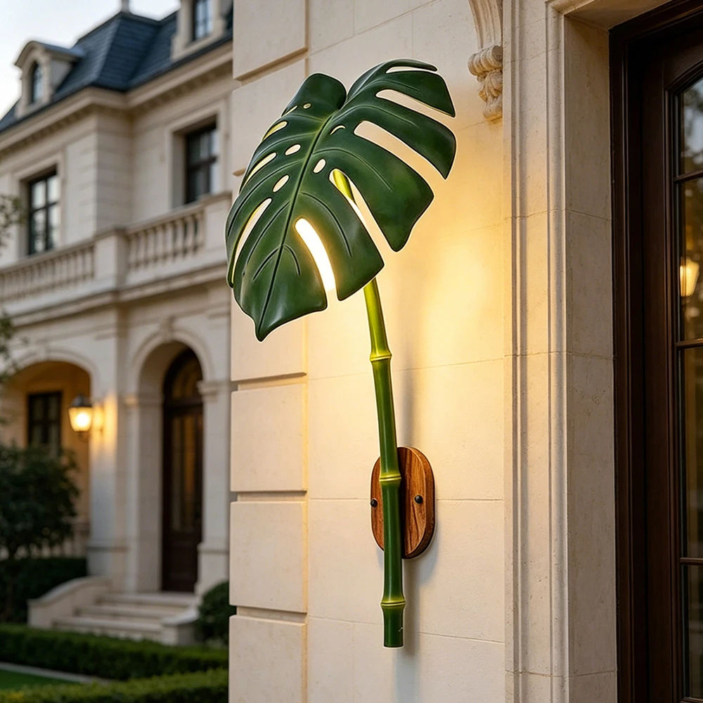

Waterproof Outdoor Wall Light Simulated Turtle Bamboo Leaf Wall Lamp Garden Villa Porch Balcony Decorative LED Sconce