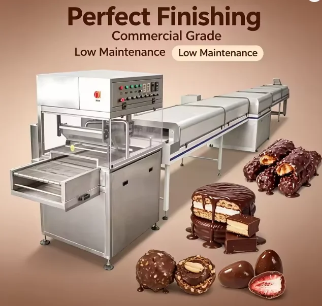 Chocolate Enrobing Machine Chocolate Coating Machine Commercial Chocolate Coater for Candy Biscuit Wafer Snack Food Custom