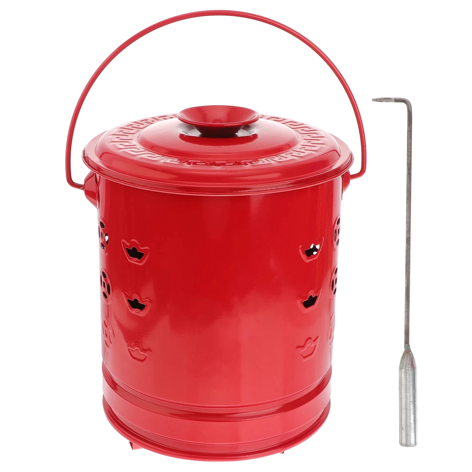 Imagem -06 - Bucket Ousehold Engrossado Pequeno Esmalte Vermelho Queima Balde de Papel Interior Queima Dinheiro de Papel Balde de Aço Inoxidável