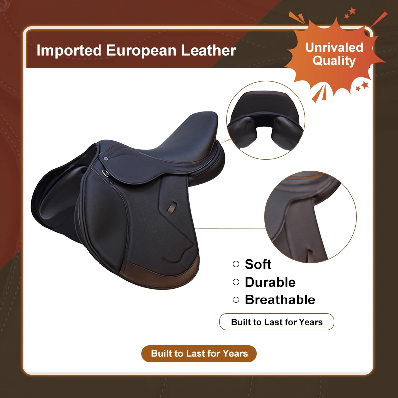 Elite Motion Control Pferdesattel Englischer Sprungsattel Tracy Strapazierfähiges Leder Secure Grip Trail Arena Endurance Balance