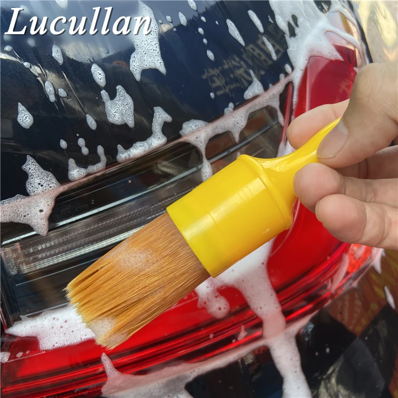 Lucullan Orange Detailing  Brush Gentle Synthetic Bristles&Comfortable Handle For Prewash Interior Leather Cleaning