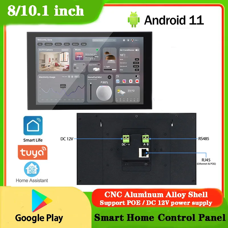 Metal Touch Control Panel, Smart Home, Android 11, POE Tablet, Wall-mounted Touch, 8 