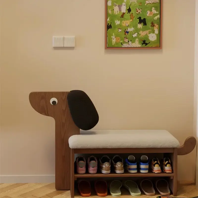 النمط الصيني، جرو، مقعد تغيير الأحذية، باب، منزلي، لطيف، إبداعي، رف أحذية