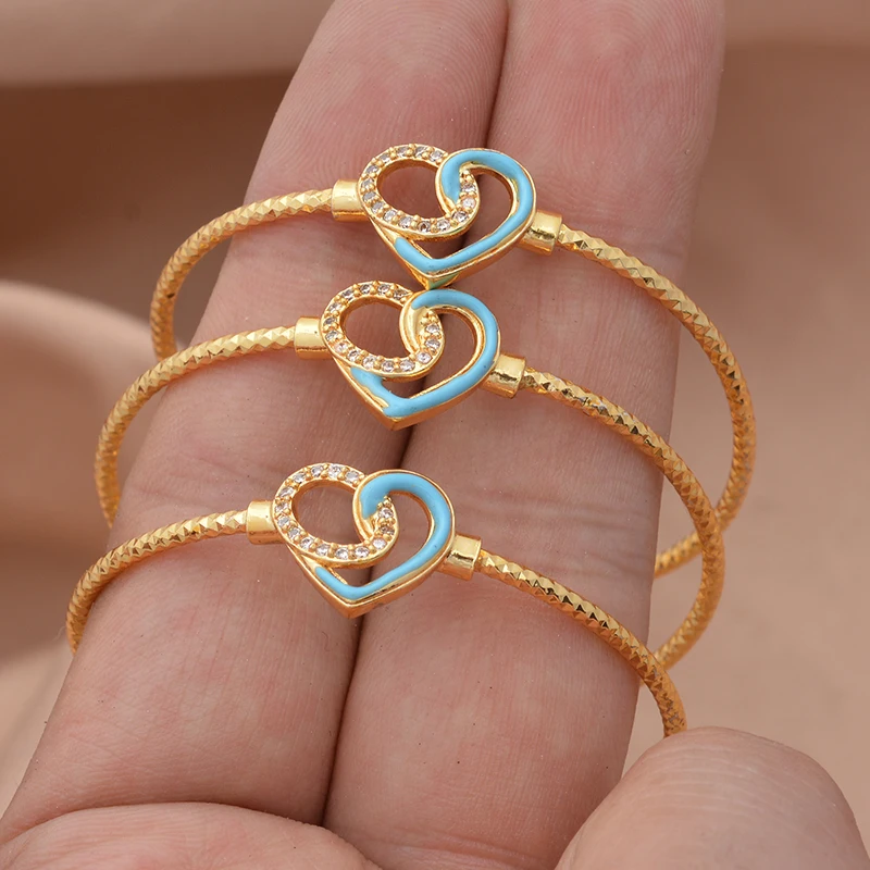 Baby-Armreifen, 4 Stück/Lot, afrikanische goldfarbene Armreifen für Babys und Kinder, Herz-Armband, Artikel aus dem Nahen Osten, Born Lucky Jewelry, Super Friday – Detail 6