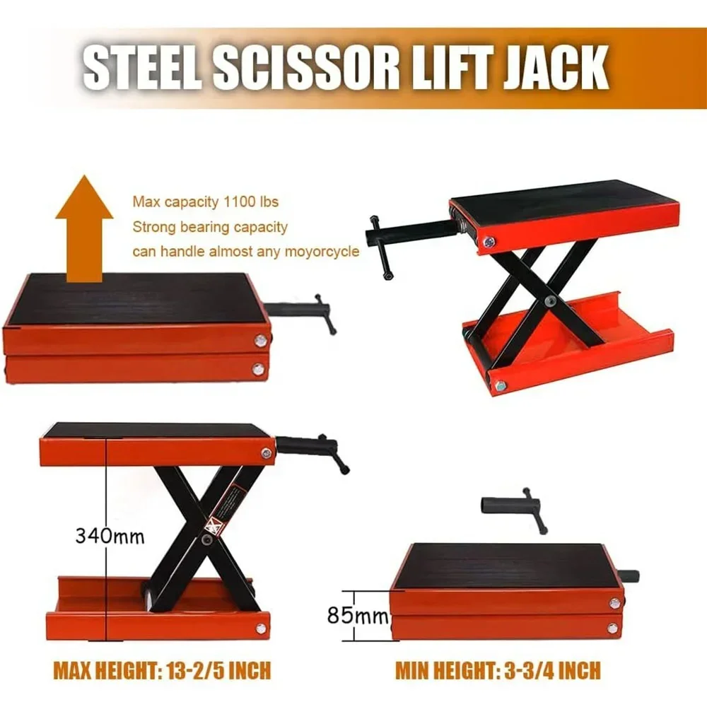 Deck - Scissor Lift - Motor Park Jack, Portable Deck Motorcycle Center Stand 500Kg / 1100lbs