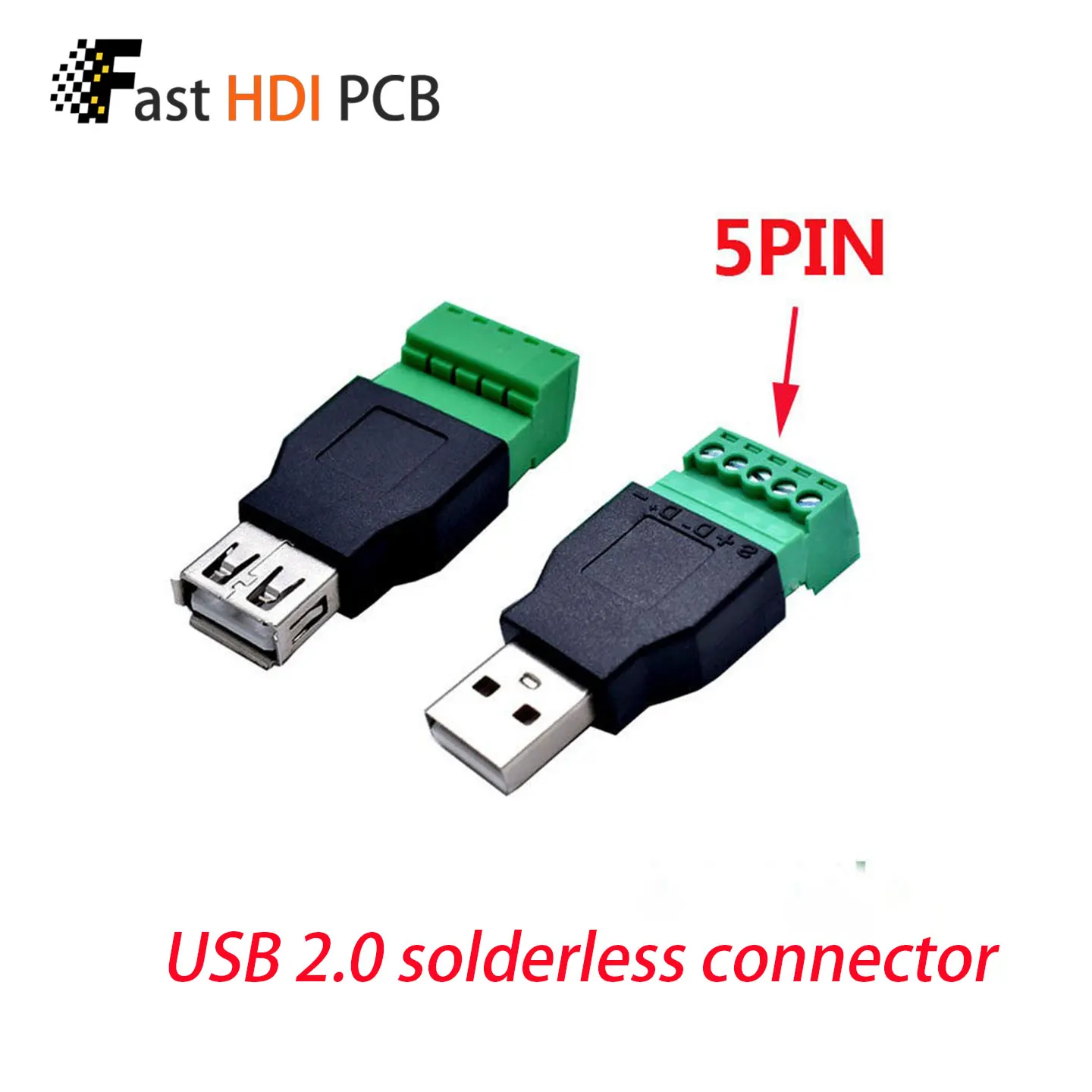 USB 2.0 Solderless Connector Screw Terminal Male Female Adapter for Keyboard Mouse Cable DIY – Tool-Free Reusable Wire Connector