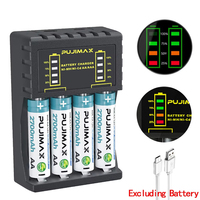 AA/AAA Battery Charger 4 Slots With Intelligent LED Indicator USB C Micro Chargers For Ni-MH/Ni-Cd Rechargeable Battery Chargers