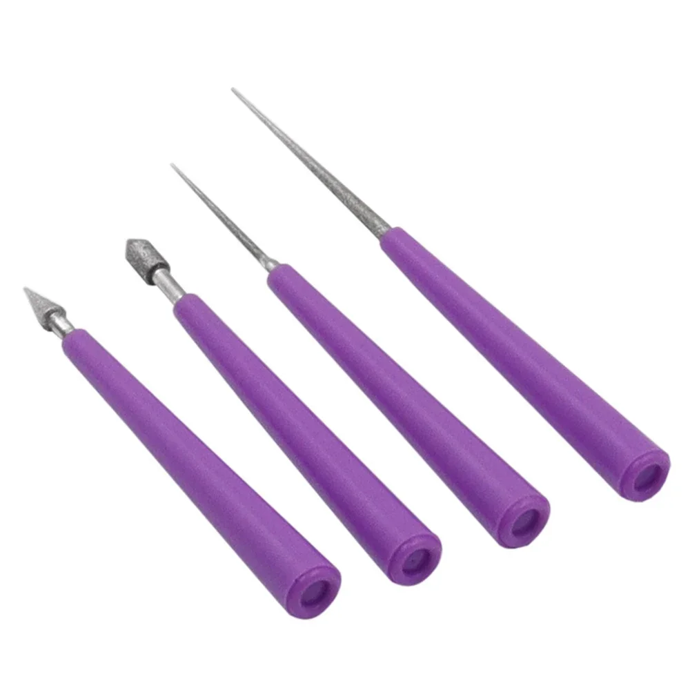 4pcs Diamond Pearl Glass Bead Pointed Reamer File Reamer Jewelry Tools Diamond Needle File Set Beaded Hole Expander Tool