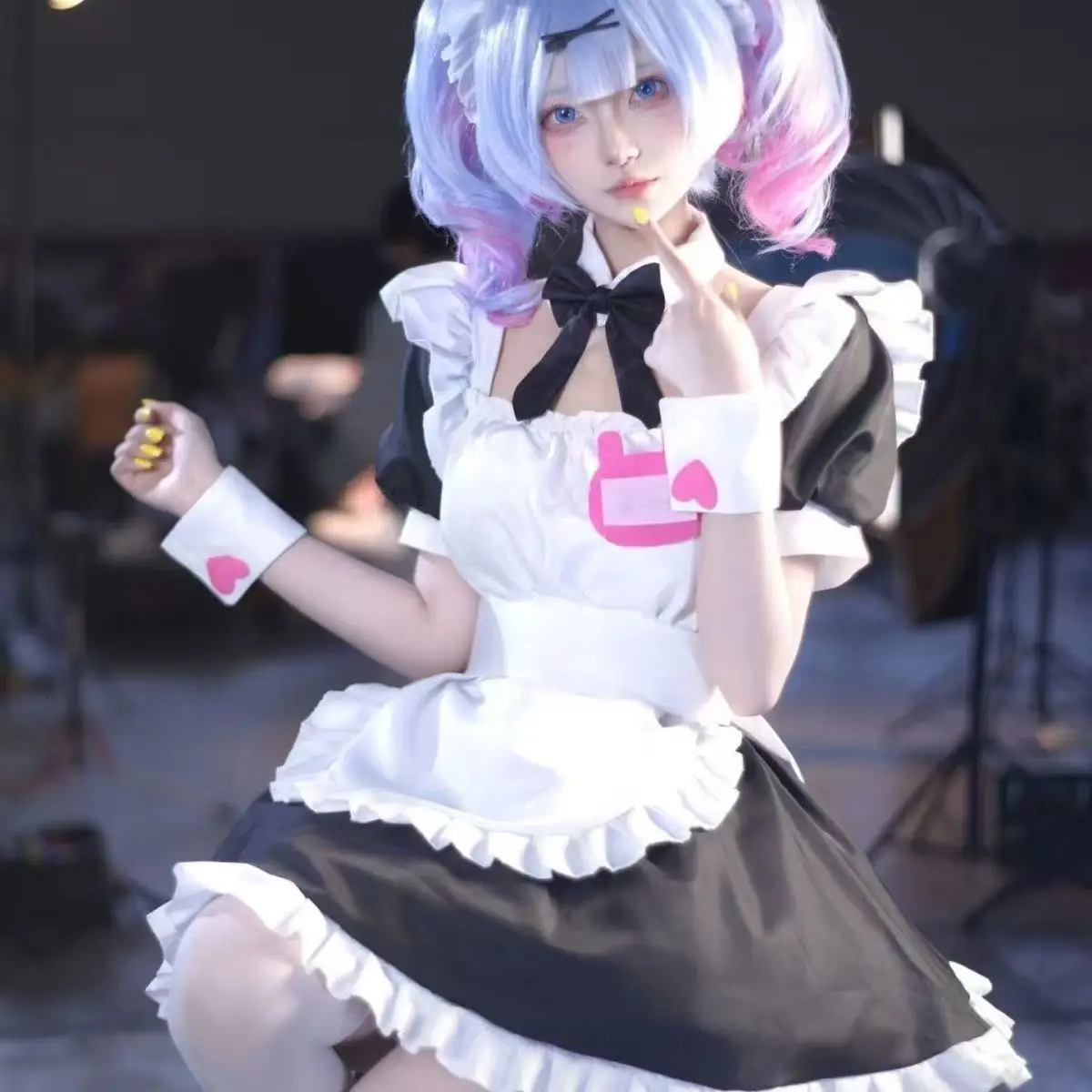 

Cosplay Costume miku Puff-Sleeve Dress Rabbit Hole Maid Outfit