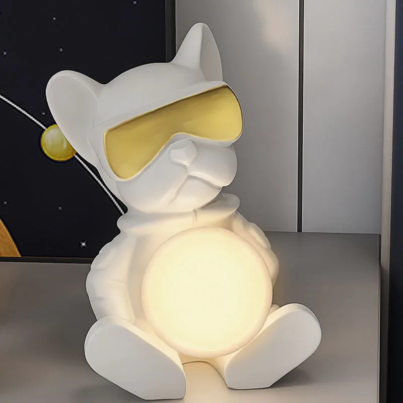 Modern Bulldog Art Deco Creative Ornament Table Lamp Children'S Bedroom Bedside Lamp Luxury Living Room Led Eye Protection Lamp