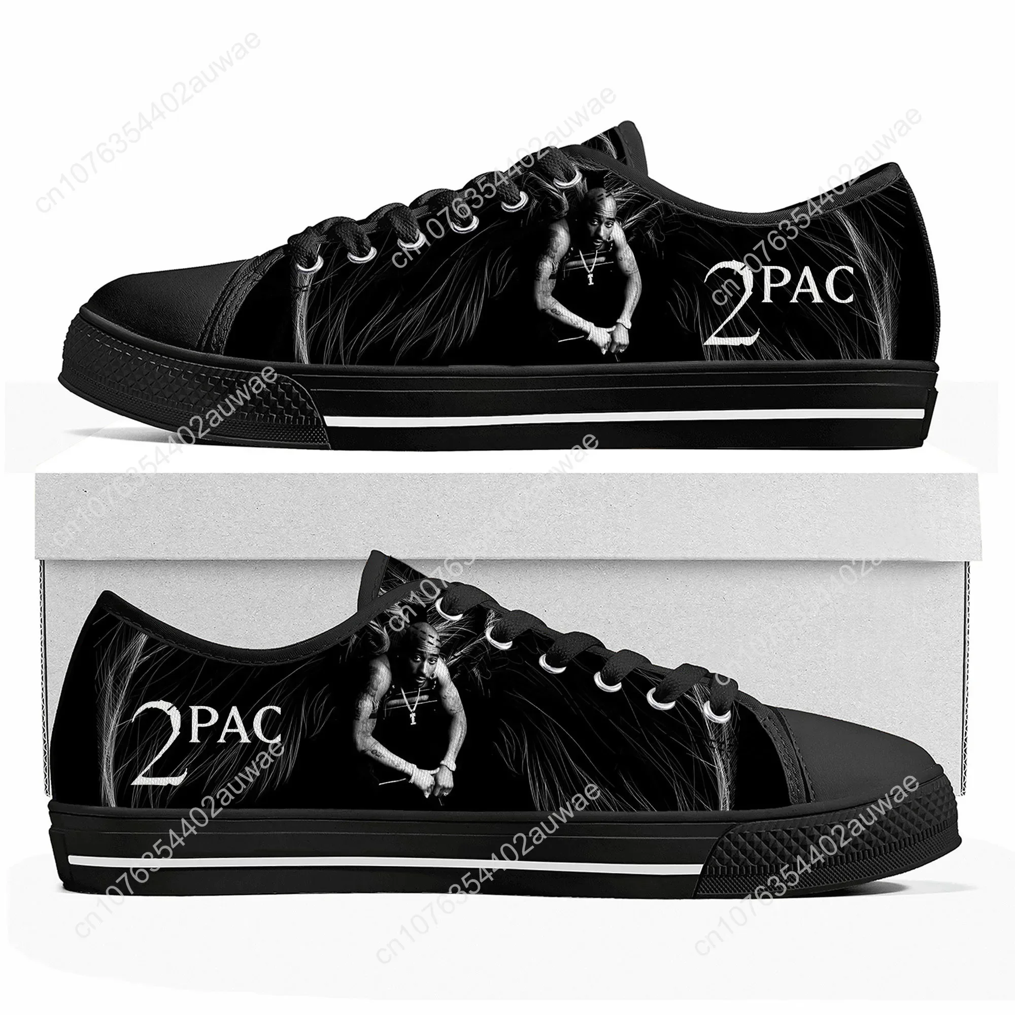 Tupac Rapper 2Pac scarpe Sneakers basse di alta qualità uomo donna Design personalità Sneaker in tela scarpe da coppia Casual personalizzate