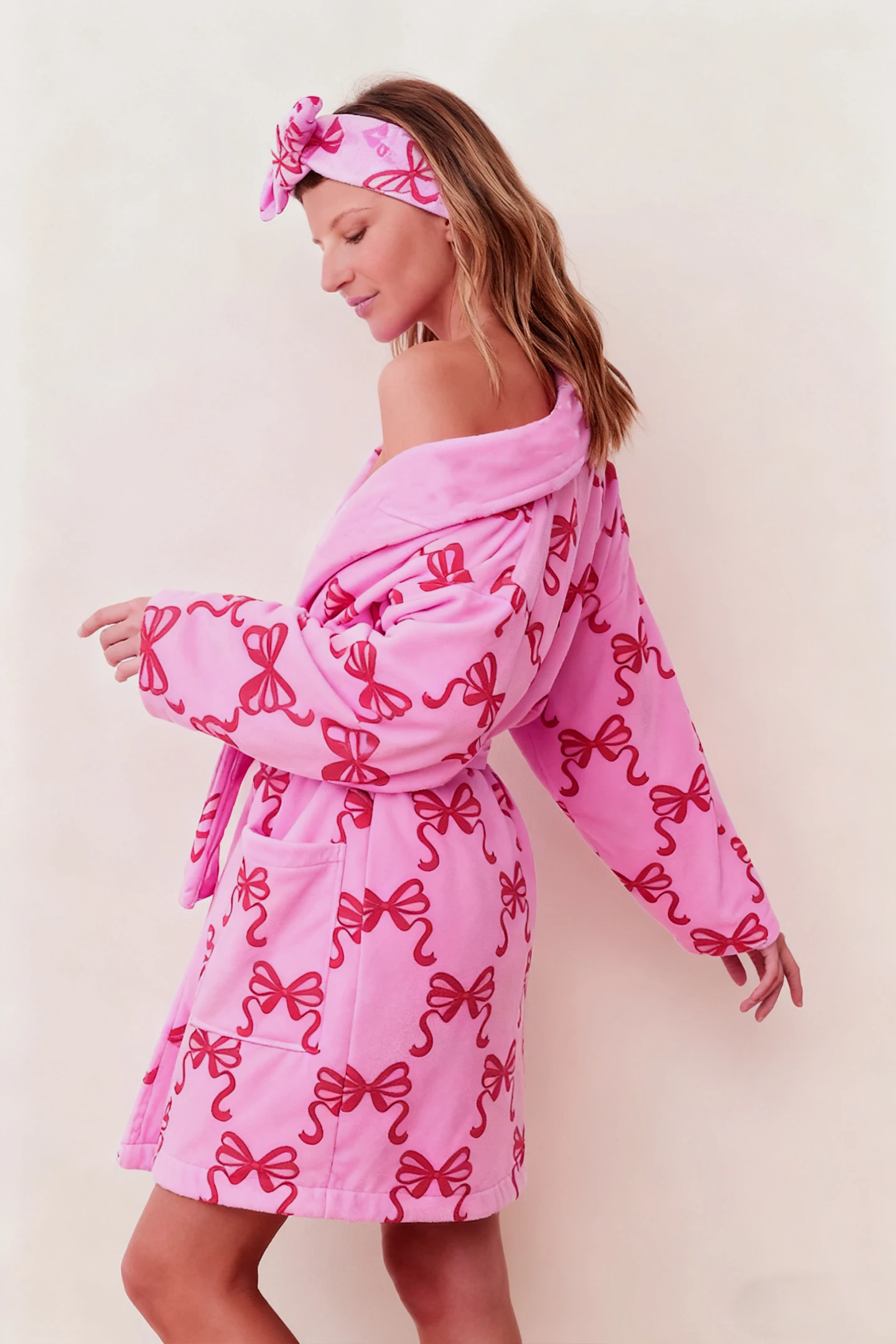 

Новинка 2026: Модный женский халат-кимоно с длинным рукавом, отложным воротником, бантом и поясом, для сна и отдыха