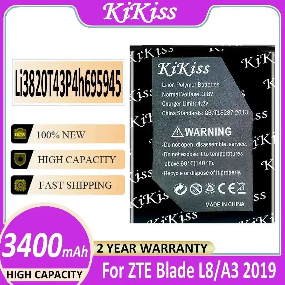 

Environmentally Friendly 3400Mah For Zte Blade L8 A3 2019 Li3820t43p4h695945 Mobile Phone Battery Durable