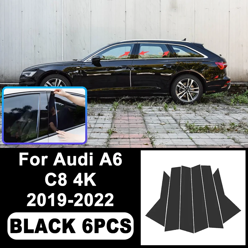 

For Audi A6 C8 4K 2019-2022 B/C Pillar Stickers - PC Window Decorative Trim for Middle Pillar,Car Exterior Accessories 2020 2021