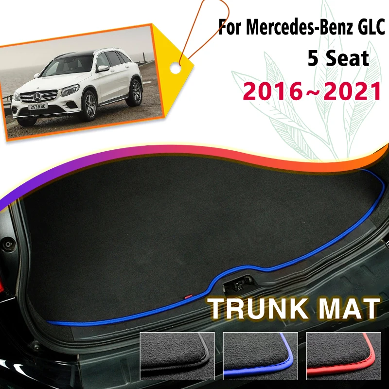 

Car Rear Trunk Mats For Mercedes-Benz GLC C253 2016~2021 Polyester Flannel Storage Mats Pad Network On The Left Auto Accessories