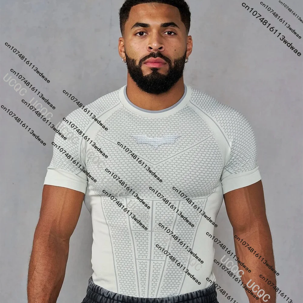 الرجال العضلات سريعة الجافة نحيل صالح قصيرة الأكمام تي شيرت رياضي الصالة الرياضية تجريب اللياقة البدنية الجري الرياضة كمال الاجسام الذكور عارضة قميص