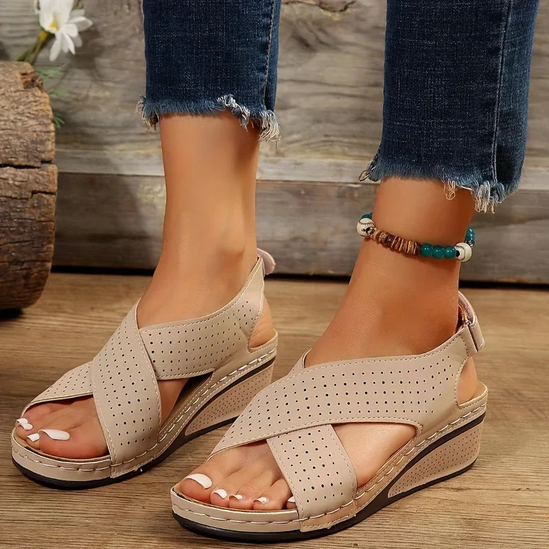 Summer Women Sandals Peep Toe Heels Sandals Summer Shoes For Women Comfy Wedges Shoes Platform  Luxury Summer Footwear