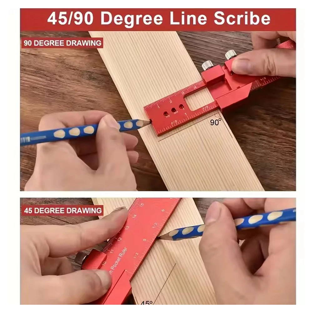 Aluminum Alloy Woodworking Scribing Ruler 160/200/300mm Metal T Track Ruler Adjustable Woodworking Marking Ruler for Home DIY