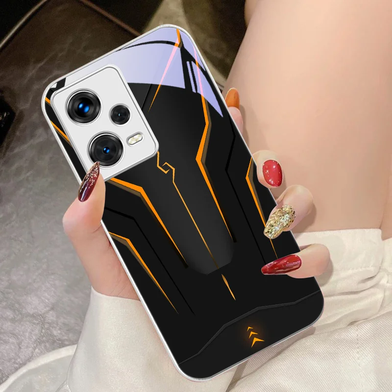 Cool Mech White For Xiaomi 14 Ultra 13 Lite Redmi Note 13 11 Pro 12 Plus Poco X6 3 Pro F4 6 GT Tempered Glass Phone Case
