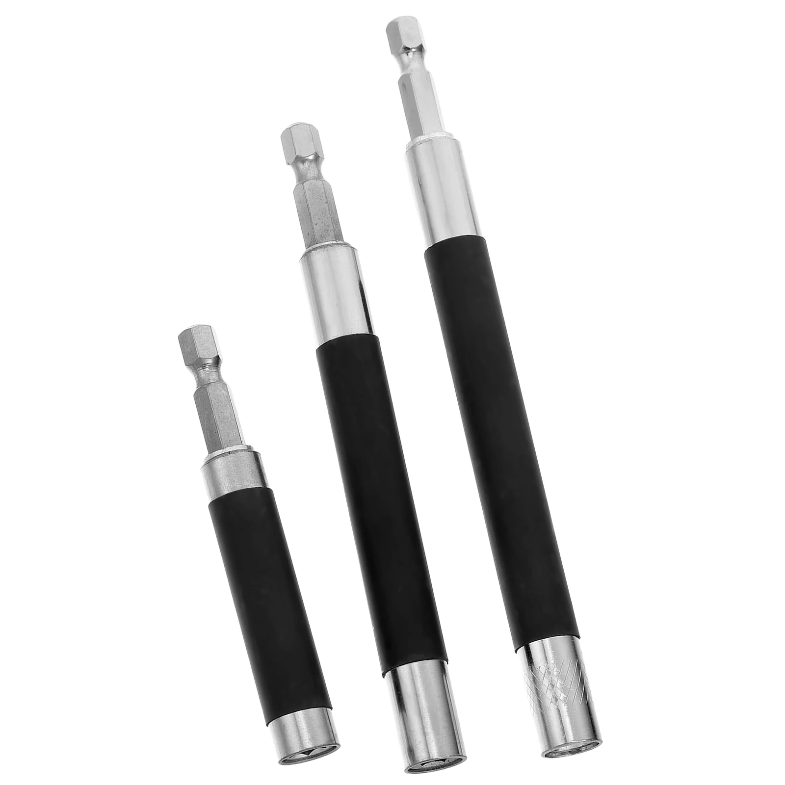 

3 Pcs Drill Extension Rod Magnetic Chuck Socket Holder Bit Extender Guide Galvanized Steel AntiSlip Rubber Sleeve