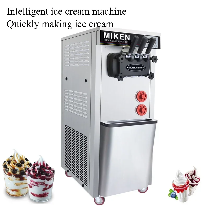 21-26L / H Commercial Low Noise Floor Standing Three Flavors Soft Serve Ice Cream Machine