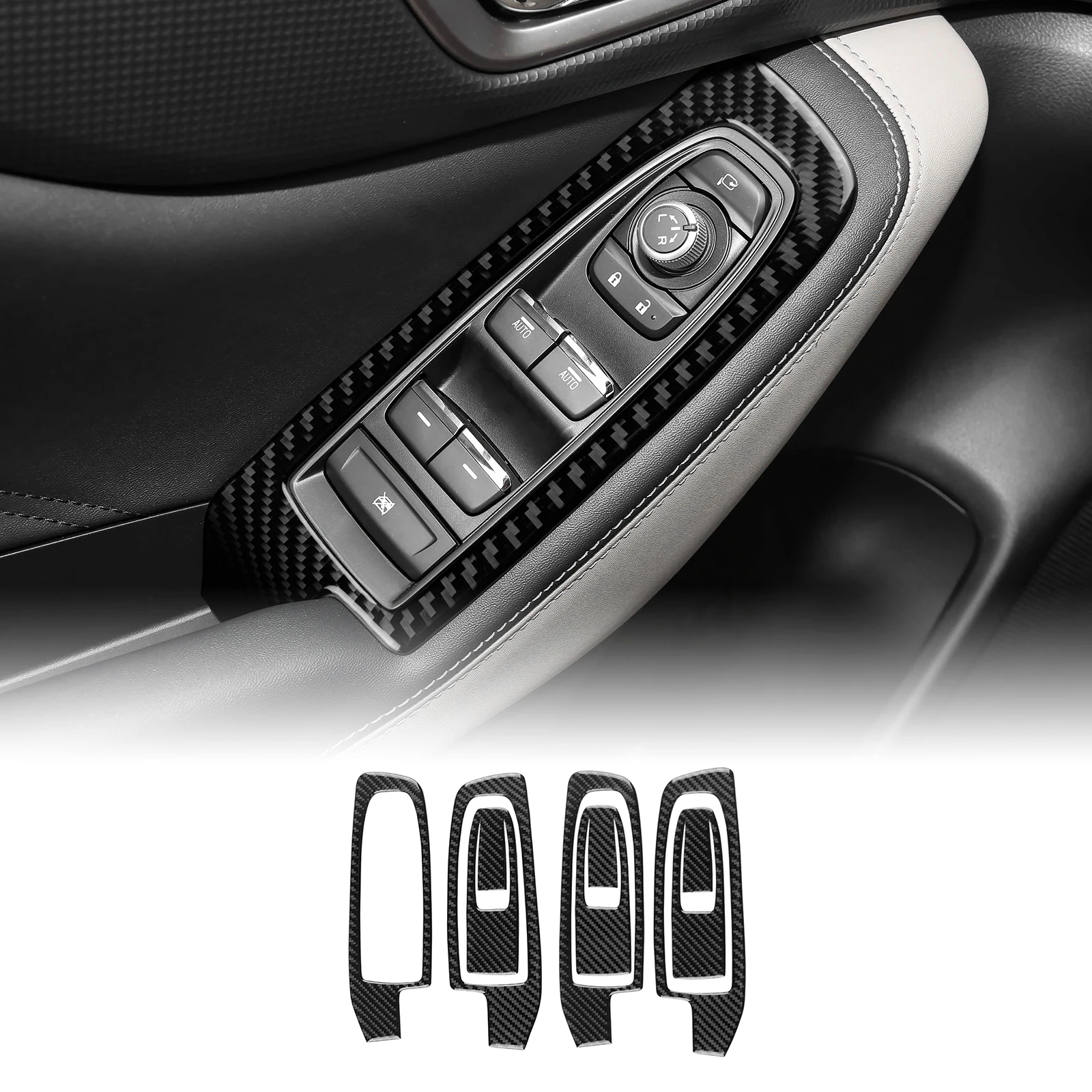 

For Subaru Forester SK 2019 2020 2021 2022 2023 2024 LHD RHD Real Soft Carbon Fiber Car Window Lift Button Panel Trim Sticker