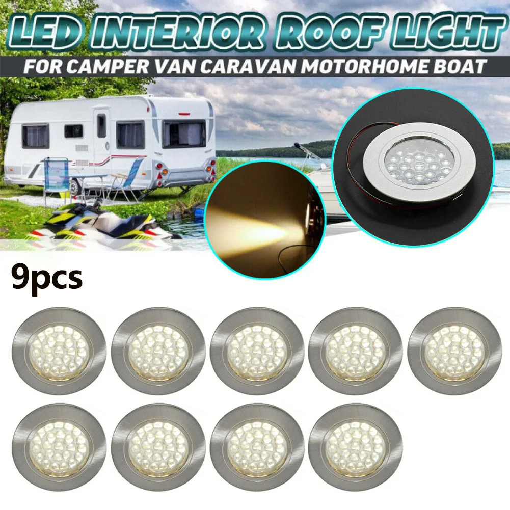 3/6/9 Pcs 12v LED touch light with wires Boat Caravan Motorhome Warm Spot Light Warm White LED Touch Light With Wires