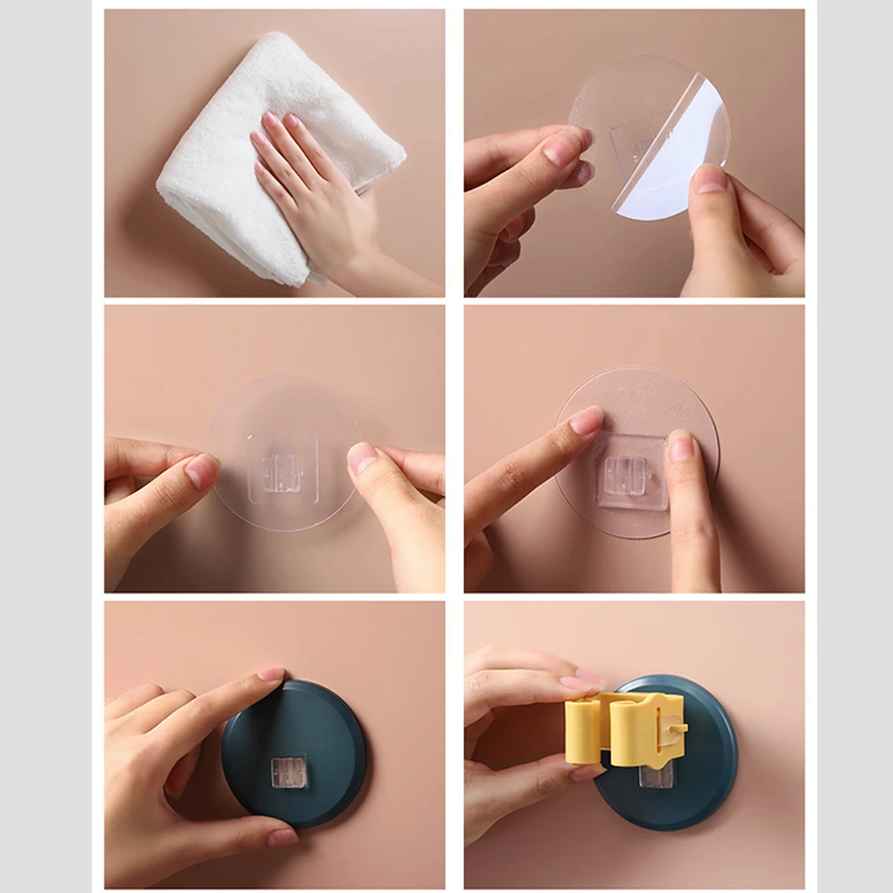 

3pcs Broom Holder Suction Cup Clamp Anti Slip Roller Wall Organizer for Kitchen Suction Cup Clamp Bathroom Storage