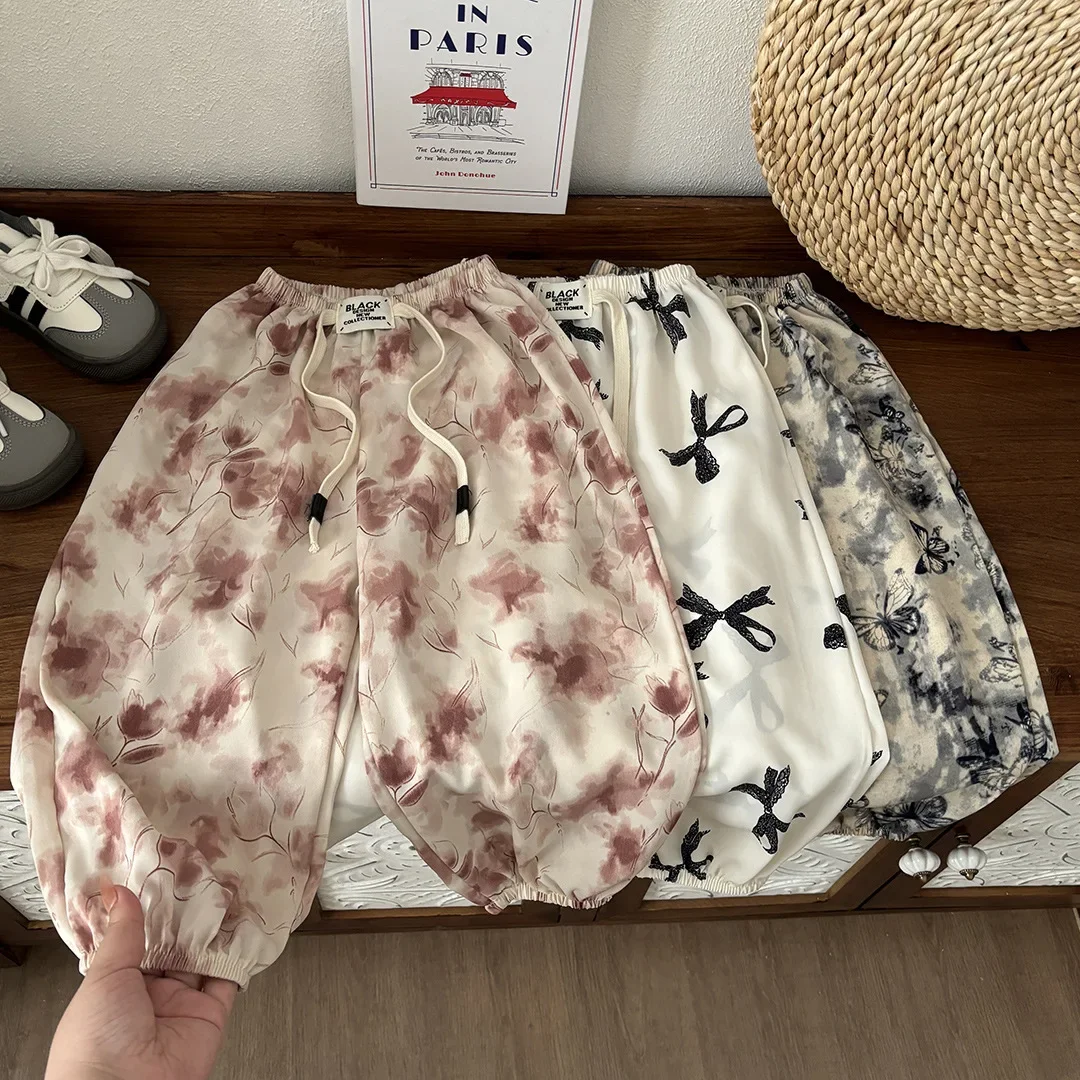 New 2025 Kids Summer Thin Ethnic Print Anti-mosquito Bloomers Baby Boys Girls Loose Pants Children's Casual Breathable Trousers