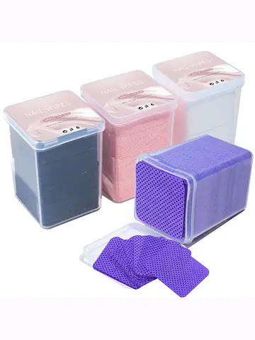 200pcs/Box Lint-freeNail Polish Remover Gel Pink/purple Adhesive Wipes Lash Glue Cleaning Cotton Pad Nail Wipes Makeup Tool