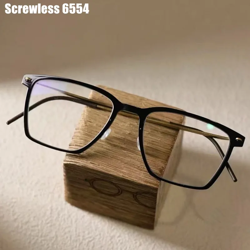 

Denmark Brand Men's Square Glasses Frame Titanium Ultralight Prescription Eyeglasses Women Screwless Myopia Eyewear 6554 Gafas