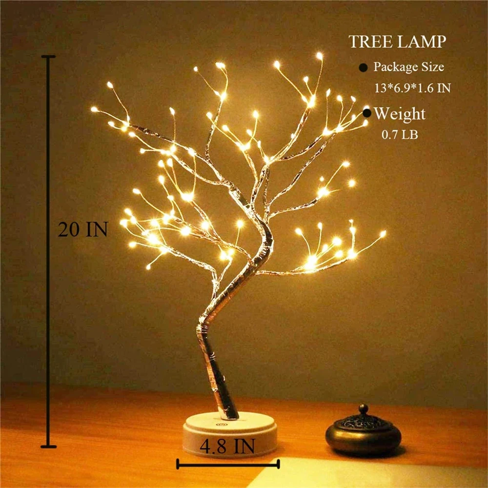 

108 LED Warm White Tree Lights USB/Battery Operated Starry Copper String Lights Night Light for Indoor Ramadan Christmas Gifts