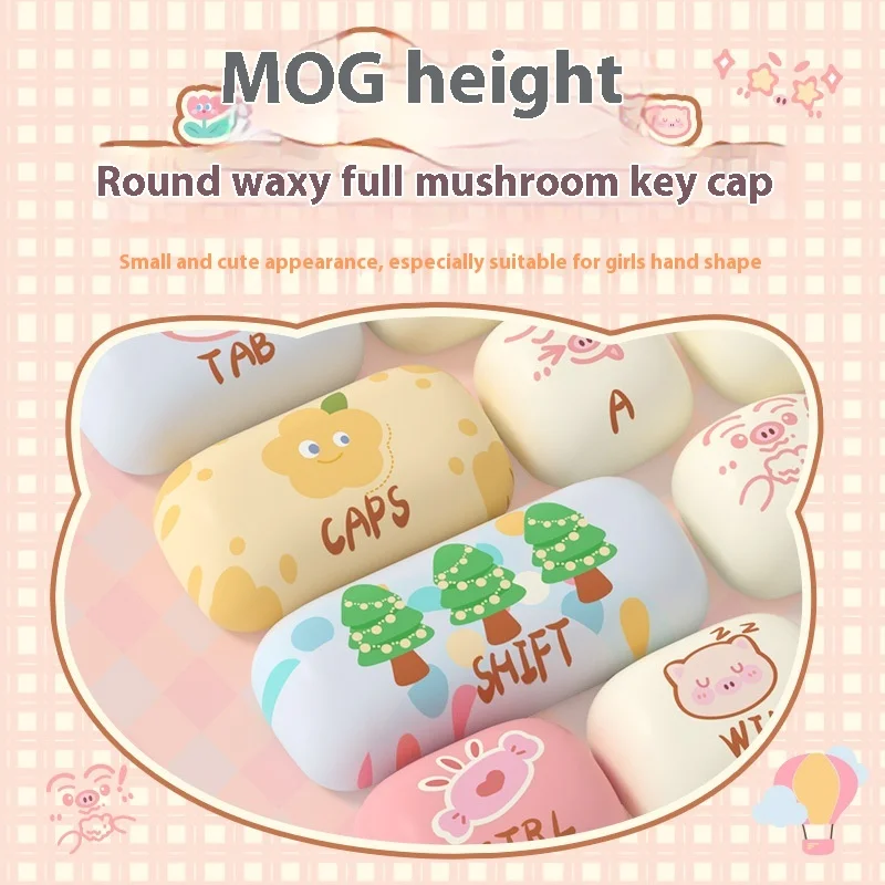 AKKO keyboard mekanik keycap, tema pesta babi, MOG tinggi keycap set lengkap, 139 kunci, lima sisi sublimasi, carto lucu