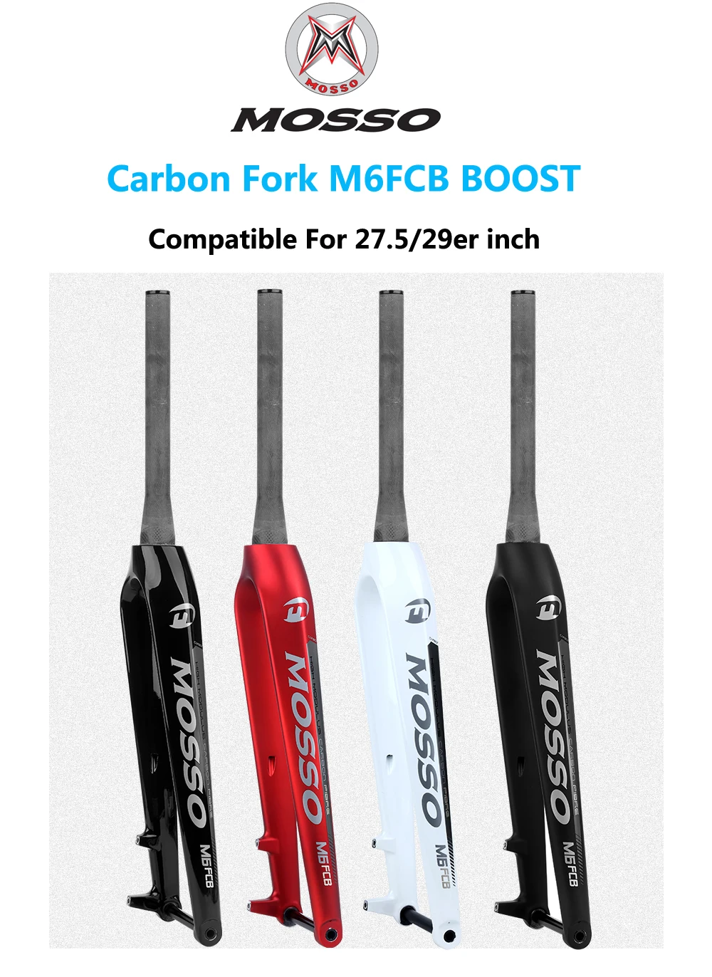 Mosso M6FCB Carbon Fork BOOST MTB Bike Fork 27.5 29 Bicycle Fork 29er Front Forks TORAY-T700 Carbon 100% Different to M3 M5 M6