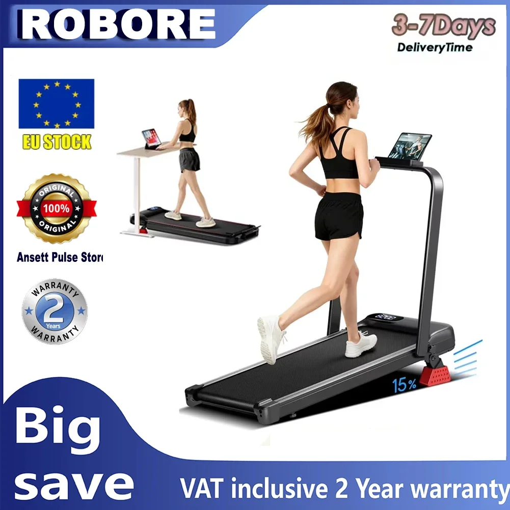 Tapis roulant ROBORE U18F, inclinaison de 15 %, vitesse maximale de 10,5 km/h, moteur de 2,5 CV, 3 niveaux d'inclinaison, capacité de 136 kg, écran LED, faible niveau sonore