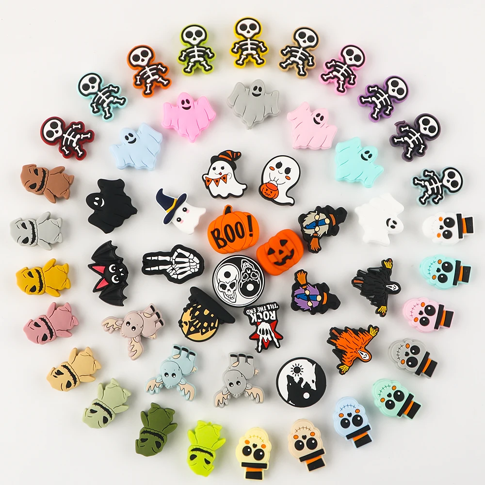 

5/10Pcs New Halloween Series Silicone Beads Ghost Skeleton Pumpkin Bead For Jewelry Making DIY Halloween Gifts Accessories